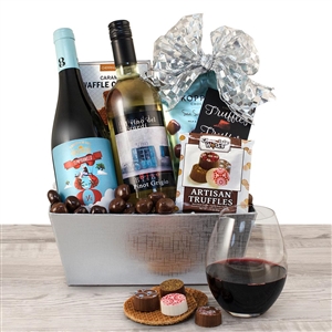 Celebration Red and White Wine Gift Basket