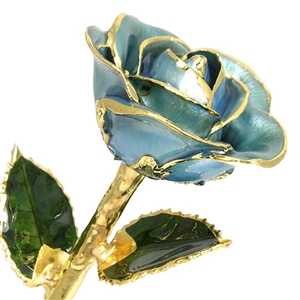 24 K Gold Rose Light Blue Lacquer and Gold Rose