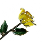 Real yellow rose preserved in lacquer and trimmed in platinum