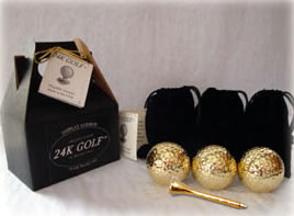 Gold Tone Golf Balls and Tees - Three