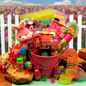 Giftbasket Drop Shipping Pink Bunnies Easter Fun Pail