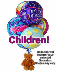 Last Minute Gifts Half Dozen Mylar Balloons and Teddy Children