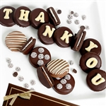 Belgian chocolate covered Oreo cookies that spell out THANK YOU
