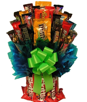 Skittles and More Candy Bouquet a delicious mix of sweet and sour plus chocolate