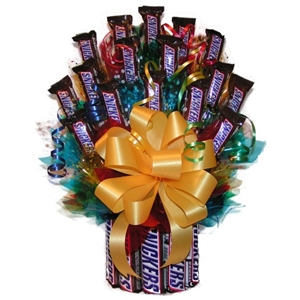 Send this wonderful candy bouquet instead of flowers to the Snickers Lover in your life.
