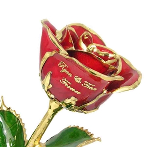 Love Is A Rose Personalized Gold Trimmed Roses