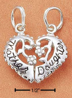 Sterling Silver Jewelry Designs Mother Daughter Split Heart Charm