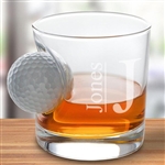 Personalized Bar Glass with Golf Ball