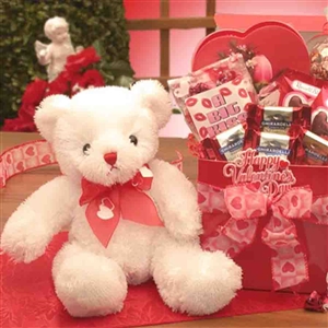 A Big Kiss for You Valentine Gift includes Chocolates and a White Teddy