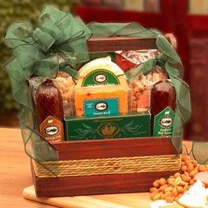 Sausage, Nuts and Cheese Gift Basket