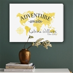 Adventure Awaits Canvas Art Print Personalized in 6 Color Choices