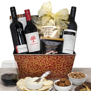 Cabernet Trio Wine Gift Basket with Gourmet Foods
