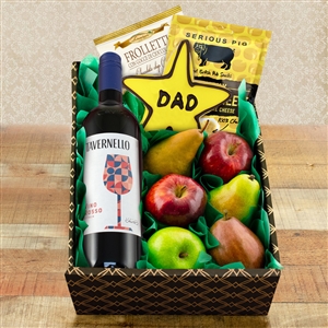Father's Day Red Wine, Fruit and Sweets Gift
