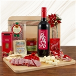 Two Vines Merlot Wine and Cheese Gift Box with Cutting Board