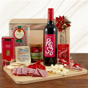 Red Wine and Cheese Gift Box with Cutting Board