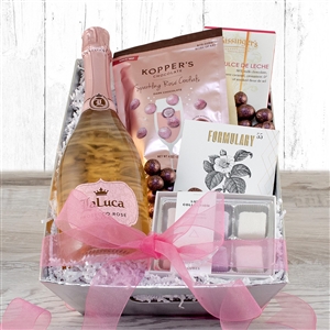 Rose Sparkling Wine and Spa Gift Basket