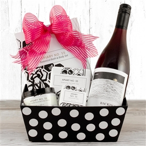 Pinot Noir and Apiary Spa Gift Basket