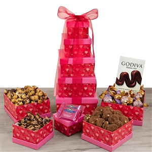 Valentines Day Tower of Love Sweets Gift 5 Gift Box Tiered