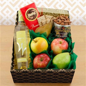 Rosh Hashanah White Wine and Snacks Gift Basket