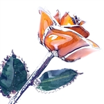 Amber Colored Rose Preserved Forever in Lacquer with Real Platinum Trim