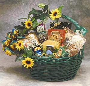 Sunflower Treats Gift Basket - Brighten someones day with this cheerful gift basket!