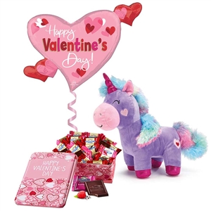 Valentine's Day Unicorn Plush with Chocolates