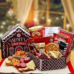 Gingerbread House Gift Box Filled with Gourmet Treats