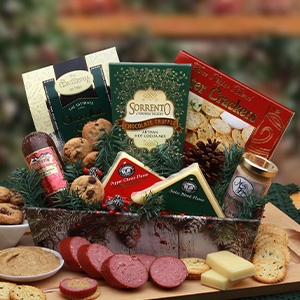 Rustic Winter Holiday Gift Tray of Gourmet Foods