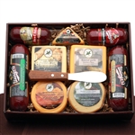 A gift box with 4 kinds of sausage and 5 kinds of cheese