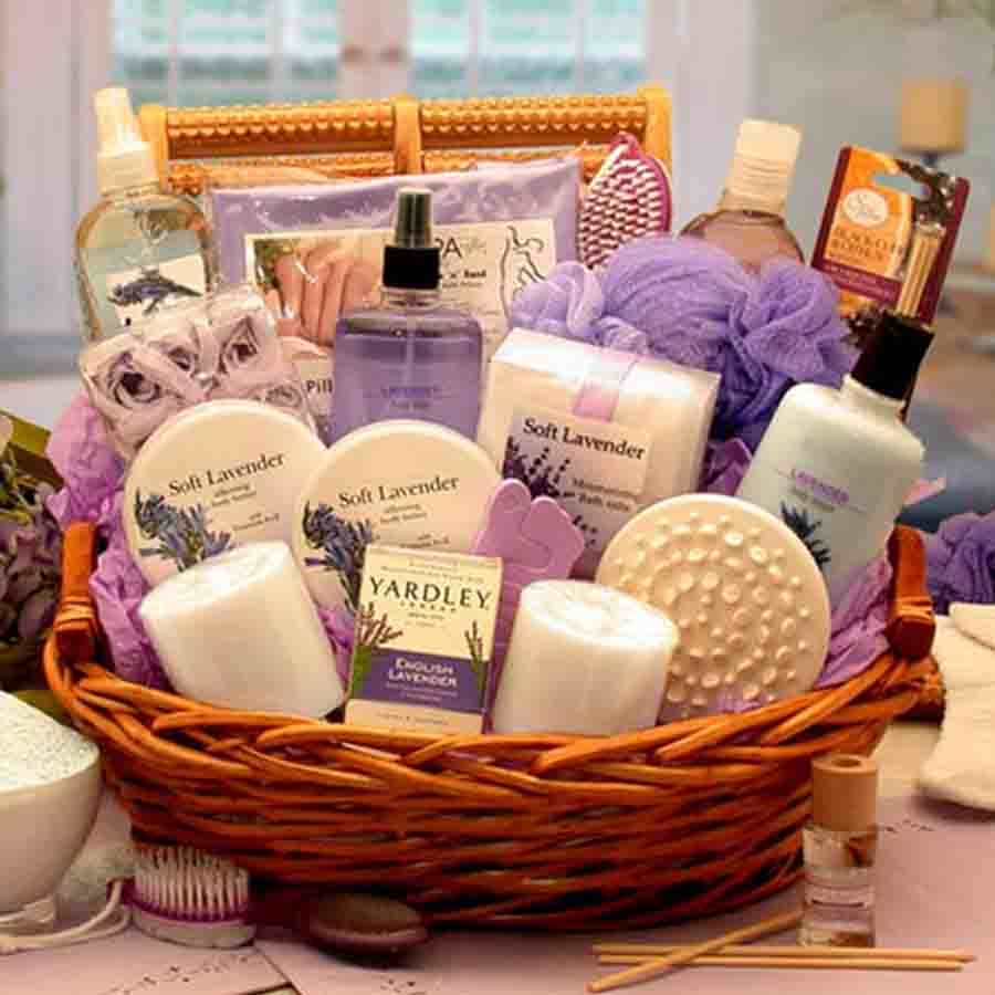Essence of Lavender Spa Gift Basket, Gifts for Her