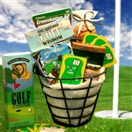 Golf Ball Caddy filled with golf accessories and treats.