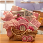 Precious New Baby Pink Carrier Gift Basket - Help Mom and Dad with this Great Baby Gift!