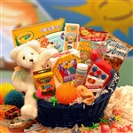 Childrens Activity Gift Basket - Stuffed Bear Bubbles Crayons and More!