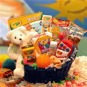 Childrens Activity Gift Basket - Stuffed Bear Bubbles Crayons and More!