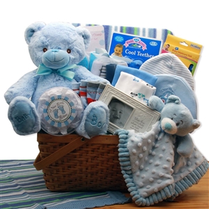 First Teddy Blue Baby Basket