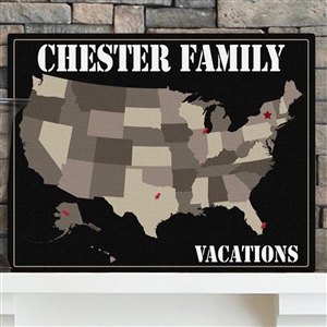 Personalized Americana Family Map to Hang on Wall
