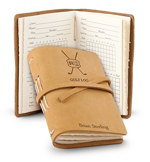 Leather Bound Golf Log Personalized with up to 15 characters.