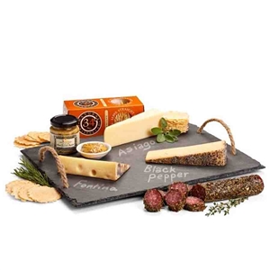 Slate Serving Tray with Artisan Cheeses and Salami