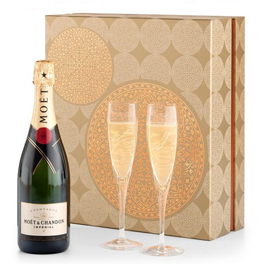Set of 4 Moët & Chandon Champagne Flute Glasses In Gift Boxes 