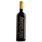 Personalize a bottle of California Winemakers red wine blend with a Happy Birthday theme