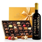 Personalize a bottle of red wine with a Message includes 24 chocolate truffles