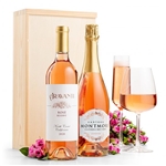 Personalized Wine Crate with Two Bottles of Rose