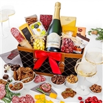 Chateau Montmore Champagne and Gourmet foods in a beautiful gift basket