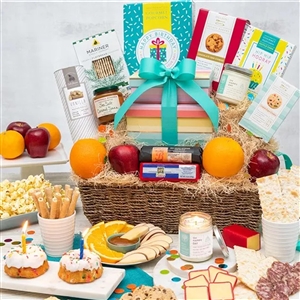 Happy Birthday Cakes, Fruit and Gourmet Gift Basket