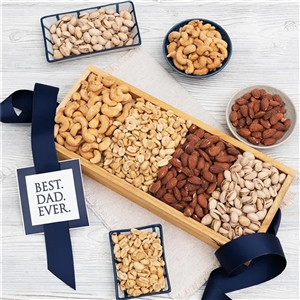 Father's Day Themed Mixed Nuts Gift on a Wooden Tray