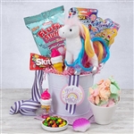 Gift Basket for Kids featuring a plush Unicorn
