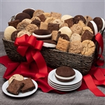 An extra large gift basket with kosher certified baked goods including brownies, blondies, cookies, and whoopie pies.