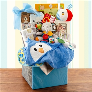 Congratulations Baby Boy Gift Basket with Baby Essentials