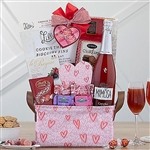 Bellini Sparkling Wine and Assortment of Valentine Goodies