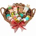 A 12 inch willow basket filled with fresh baked treats dipped in Belgian chocolates